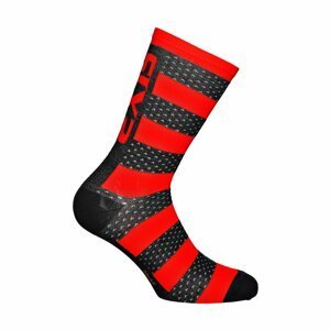 SIX2 Cyklistické ponožky klasické - LUXURY MERINO - červená/čierna 43-46