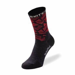 BIOTEX Cyklistické ponožky klasické - MERINO - červená/čierna 40-42