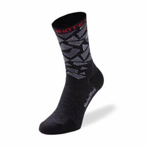 BIOTEX Cyklistické ponožky klasické - MERINO - biela/čierna 43-45