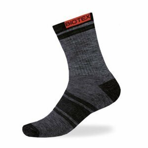 BIOTEX Cyklistické ponožky klasické - CALORE MERINO - šedá/čierna 40-42
