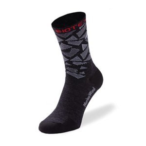 BIOTEX Cyklistické ponožky klasické - MERINO - čierna/biela 40-42