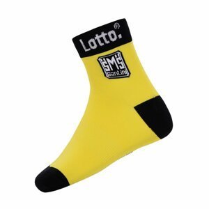BONAVELO Cyklistické ponožky klasické - LOTTO 2018 - žltá/čierna L-XL