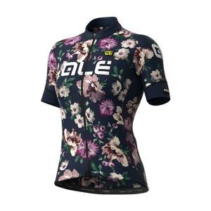 ALÉ Cyklistický dres s krátkym rukávom - FIORI LADY - čierna/biela/ružová/modrá M