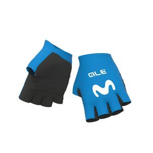 ALÉ Cyklistické rukavice krátkoprsté - MOVISTAR 2021 - svetlo modrá