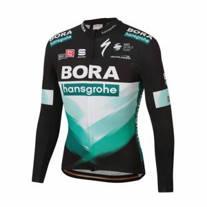 SPORTFUL Cyklistický dres s dlhým rukávom zimný - BORA 2020 WINTER - čierna/zelená S
