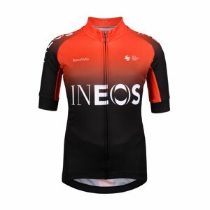 BONAVELO Cyklistický dres s krátkym rukávom - INEOS 2020 KIDS - červená/oranžová/čierna XS-125cm