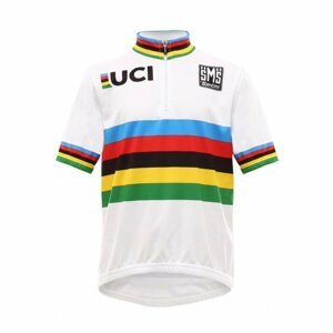 SANTINI Cyklistický dres s krátkym rukávom - UCI KIDS - biela/viacfarebná 11Y