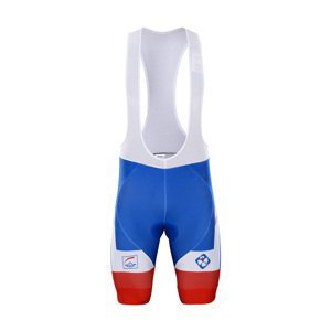 BONAVELO Cyklistické nohavice krátke s trakmi - GROUPAMA FDJ 2020 - modrá/červená/biela S