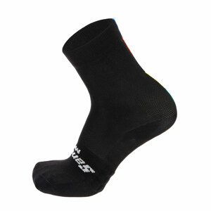 SANTINI Cyklistické ponožky klasické - UCI RAINBOW - čierna XL-2XL
