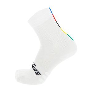 SANTINI Cyklistické ponožky klasické - UCI RAINBOW - biela 44-47