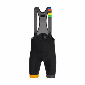 SANTINI Cyklistické nohavice krátke s trakmi - EYES - oranžová/čierna XL