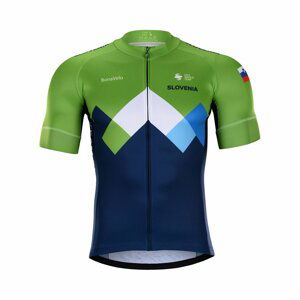 BONAVELO Cyklistický dres s krátkym rukávom - SLOVENIA - zelená/modrá S