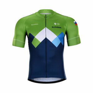 BONAVELO Cyklistický dres s krátkym rukávom - SLOVENIA - zelená/modrá 2XL