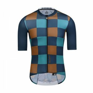 MONTON Cyklistický dres s krátkym rukávom - CHECK - modrá/zelená S