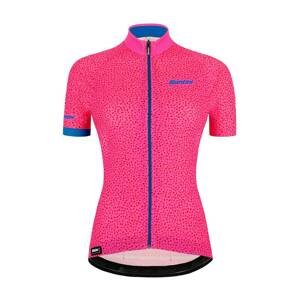 SANTINI Cyklistický dres s krátkym rukávom - GIADA HIP LADY - ružová/modrá XL