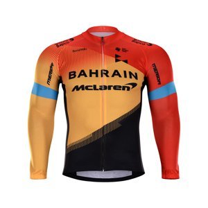 BONAVELO Cyklistický dres s dlhým rukávom letný - BAHRAIN MCL. '20 SMR - čierna/červená/žltá