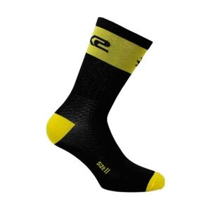 SIX2 Cyklistické ponožky klasické - SHORT LOGO - žltá/čierna 36-39