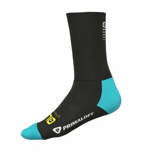 ALÉ Cyklistické ponožky klasické - THERMO PRIMALOFT H18 - tyrkysová/čierna 36-39