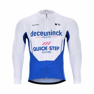 BONAVELO Cyklistický dres s dlhým rukávom zimný - QUICKSTEP 2020 WNT - biela/modrá XL