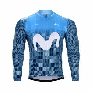 BONAVELO Cyklistický dres s dlhým rukávom zimný - MOVISTAR 2020 WINTER - biela/modrá XL