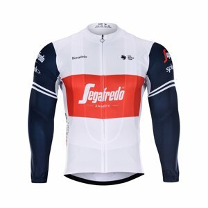 BONAVELO Cyklistický dres s dlhým rukávom zimný - TREK 2020 WINTER - biela/modrá/červená 5XL