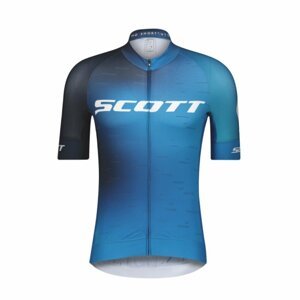 SCOTT Cyklistický dres s krátkym rukávom - RC PRO 2021 - modrá/biela S