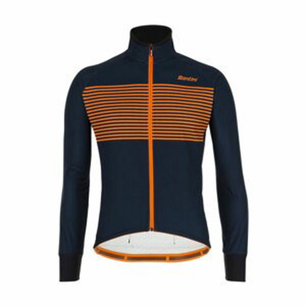 SANTINI Cyklistická zateplená bunda - COLORE - oranžová/modrá M
