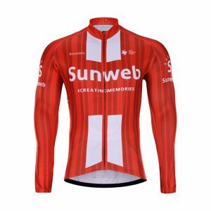 BONAVELO Cyklistický dres s dlhým rukávom zimný - SUNWEB 2020 WINTER - červená/biela