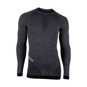 UYN Cyklistické tričko s dlhým rukávom - FUSYON MERINO - šedá/čierna L-XL