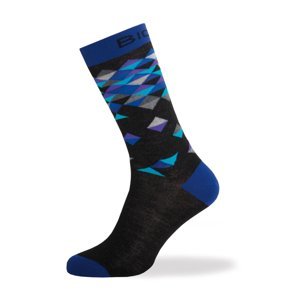 BIOTEX Cyklistické ponožky klasické - DIAMONDS - čierna/modrá