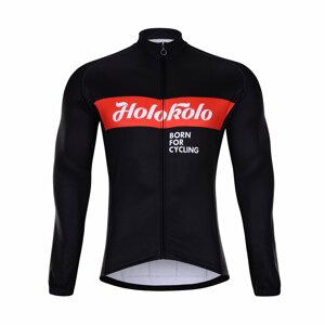 HOLOKOLO Cyklistický dres s dlhým rukávom zimný - OBSIDIAN WINTER  - čierna/červená 2XS