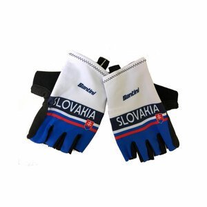 SANTINI Cyklistické rukavice krátkoprsté - TEAM SLOVAKIA 2017 - biela/čierna/modrá S