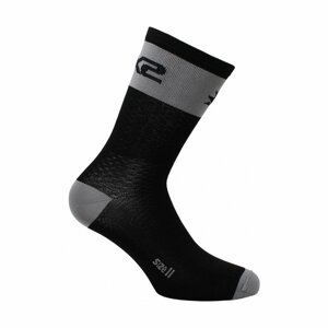 SIX2 Cyklistické ponožky klasické - SHORT LOGO - čierna/šedá 36-39