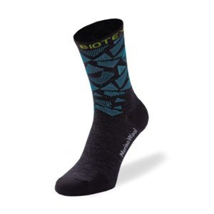 BIOTEX Cyklistické ponožky klasické - MERINO - svetlo modrá/čierna