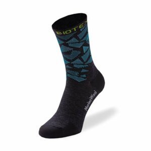 BIOTEX Cyklistické ponožky klasické - MERINO - čierna/svetlo modrá 46-48
