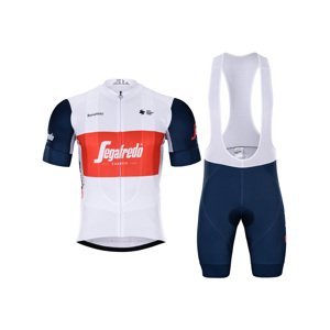 BONAVELO Cyklistický krátky dres a krátke nohavice - TREK 2021 - biela/modrá/červená