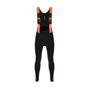 SANTINI Cyklistické nohavice dlhé s trakmi - COMMAND WINTER - čierna/oranžová 2XL