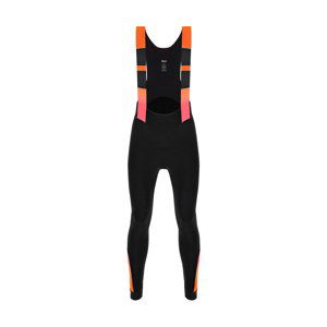 SANTINI Cyklistické nohavice dlhé s trakmi - COMMAND WINTER - oranžová/čierna XL