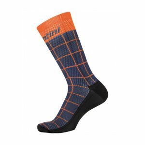 SANTINI Cyklistické ponožky klasické - DINAMO MEDIUM - oranžová/modrá