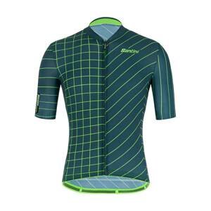 SANTINI Cyklistický dres s krátkym rukávom - SLEEK DINAMO - modrá/oranžová/zelená M