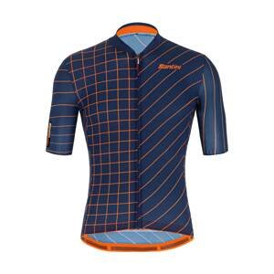 SANTINI Cyklistický dres s krátkym rukávom - SLEEK DINAMO - oranžová/modrá XL