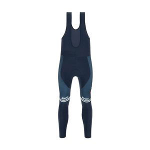 SANTINI Cyklistické nohavice dlhé s trakmi - TREK 2021 WINTER - modrá
