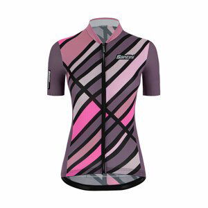 SANTINI Cyklistický dres s krátkym rukávom - SLEEK RAGGIO LADY - ružová/fialová M