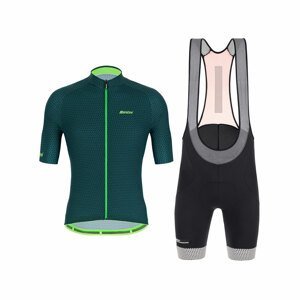 SANTINI Cyklistický krátky dres a krátke nohavice - KARMA KITE - zelená/čierna