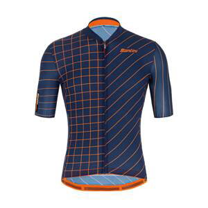 SANTINI Cyklistický dres s krátkym rukávom - SLEEK DINAMO - modrá/oranžová M