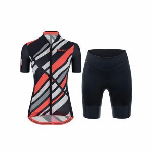 SANTINI Cyklistický krátky dres a krátke nohavice - SLEEK RAGGIO LADY - čierna/ružová
