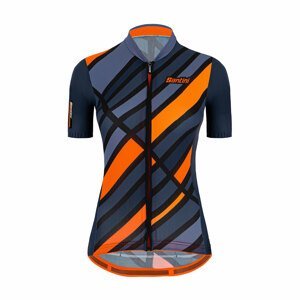 SANTINI Cyklistický dres s krátkym rukávom - SLEEK RAGGIO LADY - oranžová/modrá L