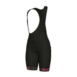 ALÉ Cyklistické nohavice krátke s trakmi - TRAGUARDO LADY - čierna/ružová 2XL