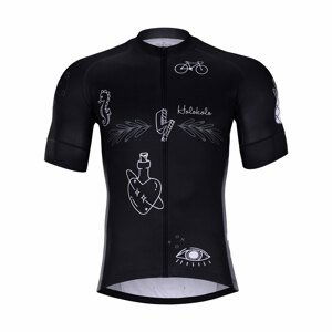 HOLOKOLO Cyklistický dres s krátkym rukávom - BLACK OUT - čierna/biela 3XL