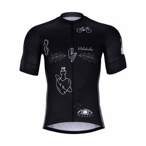 HOLOKOLO Cyklistický dres s krátkym rukávom - BLACK OUT - biela/čierna M